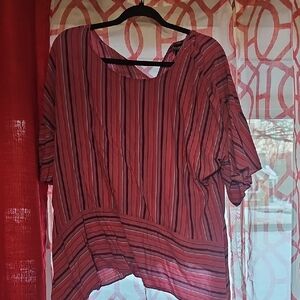 a.n.a Pink Striped Women's Blouse With Asymertical Hem